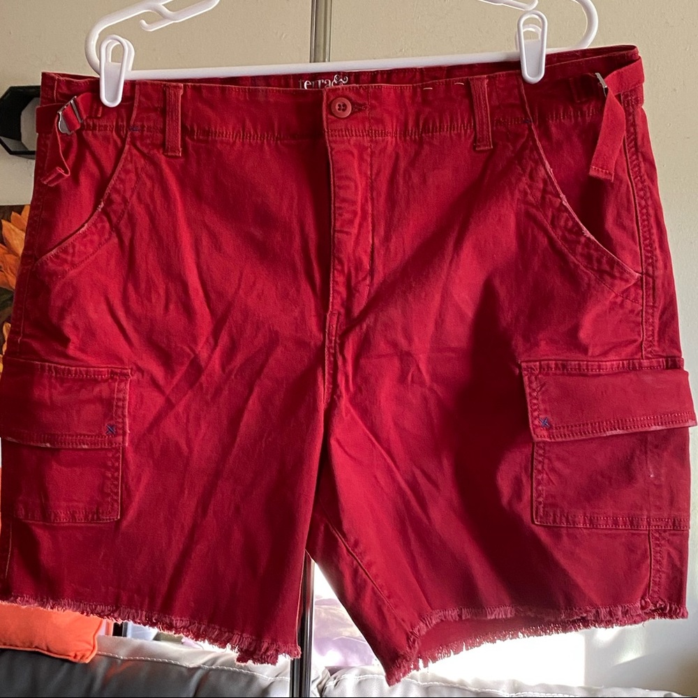 Red Utility Shorts Plus Size 18